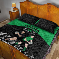 New Zealand and Ireland Rugby Quilt Bed Set Chicago 2025 Go All Black Shamrocks LT14 - Polynesian Pride
