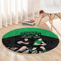 New Zealand and Ireland Rugby Round Carpet Chicago 2025 Go All Black Shamrocks LT14 - Polynesian Pride