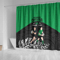 New Zealand and Ireland Rugby Shower Curtain Chicago 2025 Go All Black Shamrocks LT14 - Polynesian Pride
