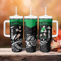 New Zealand and Ireland Rugby Tumbler With Handle Chicago 2025 Go All Black Shamrocks LT14 - Polynesian Pride