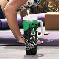 New Zealand and Ireland Rugby Tumbler With Handle Chicago 2025 Go All Black Shamrocks LT14 - Polynesian Pride