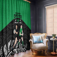 New Zealand and Ireland Rugby Window Curtain Chicago 2025 Go All Black Shamrocks LT14 - Polynesian Pride