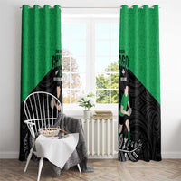 New Zealand and Ireland Rugby Window Curtain Chicago 2025 Go All Black Shamrocks LT14 - Polynesian Pride
