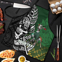 New Zealand and South Africa Rugby Custom Apron Maori Tiki Fern Springboks Kente Pattern LT14 Green - Polynesian Pride
