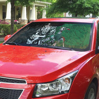 New Zealand and South Africa Rugby Custom Auto Sun Shade Maori Tiki Fern Springboks Kente Pattern LT14 - Polynesian Pride