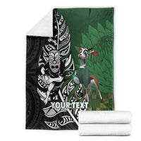 New Zealand and South Africa Rugby Custom Blanket Maori Tiki Fern Springboks Kente Pattern LT14 - Polynesian Pride