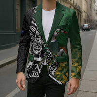 New Zealand and South Africa Rugby Custom Blazer Maori Tiki Fern Springboks Kente Pattern LT14 - Polynesian Pride