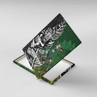 New Zealand and South Africa Rugby Custom Canvas Wall Art Maori Tiki Fern Springboks Kente Pattern LT14 With Frame Green - Polynesian Pride