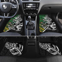 New Zealand and South Africa Rugby Custom Car Mats Maori Tiki Fern Springboks Kente Pattern LT14 Set 4pcs Green - Polynesian Pride