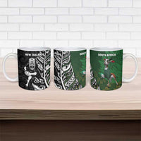 New Zealand and South Africa Rugby Ceramic Mug Maori Tiki Fern Springboks Kente Pattern LT14 - Polynesian Pride