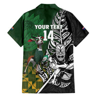 New Zealand and South Africa Rugby Custom Family Matching Long Sleeve Bodycon Dress and Hawaiian Shirt Maori Tiki Fern Springboks Kente Pattern LT14 - Polynesian Pride