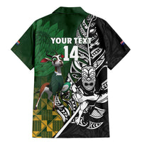 New Zealand and South Africa Rugby Custom Family Matching Mermaid Dress and Hawaiian Shirt Maori Tiki Fern Springboks Kente Pattern LT14 - Polynesian Pride