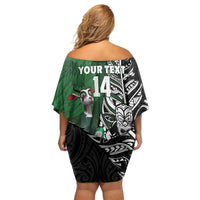 New Zealand and South Africa Rugby Custom Family Matching Off Shoulder Short Dress and Hawaiian Shirt Maori Tiki Fern Springboks Kente Pattern LT14 - Polynesian Pride
