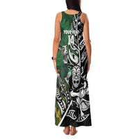 New Zealand and South Africa Rugby Custom Family Matching Tank Maxi Dress and Hawaiian Shirt Maori Tiki Fern Springboks Kente Pattern LT14 - Polynesian Pride