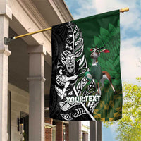 New Zealand and South Africa Rugby Custom Garden Flag Maori Tiki Fern Springboks Kente Pattern LT14 House Flag Green - Polynesian Pride