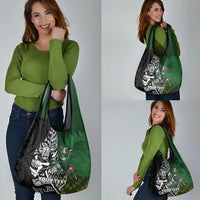 New Zealand and South Africa Rugby Custom Grocery Bag Maori Tiki Fern Springboks Kente Pattern LT14 - Polynesian Pride