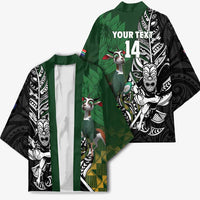 New Zealand and South Africa Rugby Custom Kimono Maori Tiki Fern Springboks Kente Pattern LT14 - Polynesian Pride