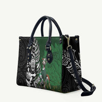 New Zealand and South Africa Rugby Custom Leather Bag Maori Tiki Fern Springboks Kente Pattern LT14 Green - Polynesian Pride