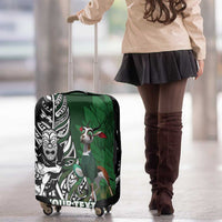 New Zealand and South Africa Rugby Custom Luggage Cover Maori Tiki Fern Springboks Kente Pattern - Polynesian Pride