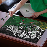 New Zealand and South Africa Rugby Custom Puzzle Maori Tiki Fern Springboks Kente Pattern LT14 - Polynesian Pride