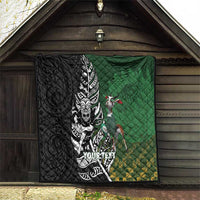 New Zealand and South Africa Rugby Custom Quilt Maori Tiki Fern Springboks Kente Pattern LT14 - Polynesian Pride