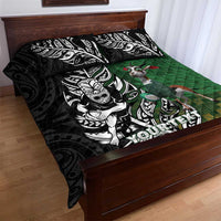 New Zealand and South Africa Rugby Custom Quilt Bed Set Maori Tiki Fern Springboks Kente Pattern LT14 - Polynesian Pride