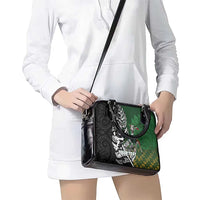 New Zealand and South Africa Rugby Custom Shoulder Handbag Maori Tiki Fern Springboks Kente Pattern LT14 - Polynesian Pride