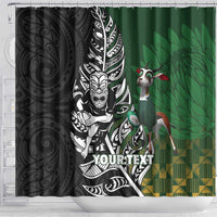 New Zealand and South Africa Rugby Custom Shower Curtain Maori Tiki Fern Springboks Kente Pattern LT14 - Polynesian Pride