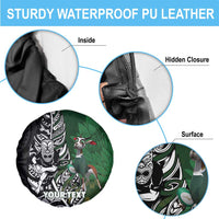 New Zealand and South Africa Rugby Custom Spare Tire Cover Maori Tiki Fern Springboks Kente Pattern LT14 - Polynesian Pride