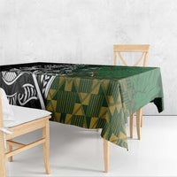 New Zealand and South Africa Rugby Custom Tablecloth Maori Tiki Fern Springboks Kente Pattern LT14 - Polynesian Pride
