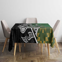 New Zealand and South Africa Rugby Custom Tablecloth Maori Tiki Fern Springboks Kente Pattern LT14 - Polynesian Pride