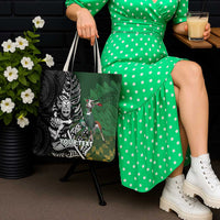 New Zealand and South Africa Rugby Custom Tote Bag Maori Tiki Fern Springboks Kente Pattern LT14 - Polynesian Pride
