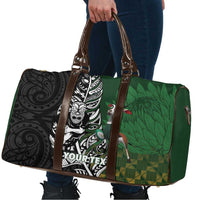 New Zealand and South Africa Rugby Custom Travel Bag Maori Tiki Fern Springboks Kente Pattern LT14 - Polynesian Pride
