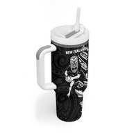 New Zealand and South Africa Rugby Tumbler With Handle Maori Tiki Fern Springboks Kente Pattern LT14 - Polynesian Pride