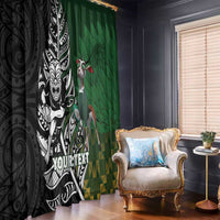 New Zealand and South Africa Rugby Custom Window Curtain Maori Tiki Fern Springboks Kente Pattern LT14 - Polynesian Pride