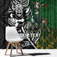 New Zealand and South Africa Rugby Custom Window Curtain Maori Tiki Fern Springboks Kente Pattern LT14 - Polynesian Pride