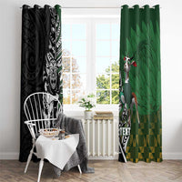 New Zealand and South Africa Rugby Custom Window Curtain Maori Tiki Fern Springboks Kente Pattern LT14 - Polynesian Pride