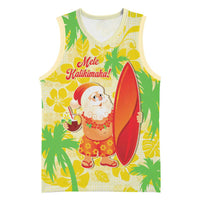 Aloha Hawaii Christmas Basketball Jersey Mele Kalikimaka Funny Santa Palaka Quilt Motifs LT14 Unisex Yellow - Polynesian Pride