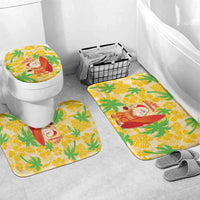 Aloha Hawaii Christmas Bathroom Set Mele Kalikimaka Funny Santa Palaka Quilt Motifs LT14 Mat Set Only (3 pcs) One Size Yellow - Polynesian Pride