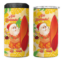 Aloha Hawaii Christmas 4 in 1 Can Cooler Tumbler Mele Kalikimaka Funny Santa Palaka Quilt Motifs LT14 One Size: 16 oz Yellow - Polynesian Pride