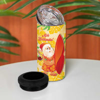 Aloha Hawaii Christmas 4 in 1 Can Cooler Tumbler Mele Kalikimaka Funny Santa Palaka Quilt Motifs LT14 - Polynesian Pride