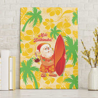 Aloha Hawaii Christmas Canvas Wall Art Mele Kalikimaka Funny Santa Palaka Quilt Motifs LT14 Without Frame Yellow - Polynesian Pride