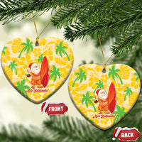 Aloha Hawaii Christmas Ceramic Ornament Mele Kalikimaka Funny Santa Palaka Quilt Motifs LT14 Heart Yellow - Polynesian Pride