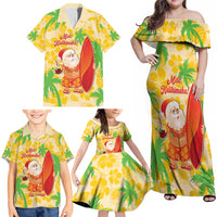 Aloha Hawaii Christmas Family Matching Off Shoulder Maxi Dress and Hawaiian Shirt Mele Kalikimaka Funny Santa Palaka Quilt Motifs LT14 - Polynesian Pride