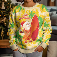 Aloha Hawaii Christmas Kid Ugly Christmas Sweater Mele Kalikimaka Funny Santa Palaka Quilt Motifs LT14 - Polynesian Pride