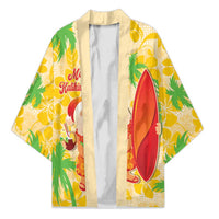 Aloha Hawaii Christmas Kimono Mele Kalikimaka Funny Santa Palaka Quilt Motifs LT14 Unisex Yellow - Polynesian Pride