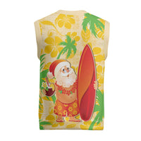 Aloha Hawaii Christmas Knitted V-Neck Vest Mele Kalikimaka Funny Santa Palaka Quilt Motifs LT14 - Polynesian Pride