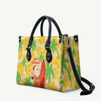 Aloha Hawaii Christmas Leather Bag Mele Kalikimaka Funny Santa Palaka Quilt Motifs LT14 Yellow - Polynesian Pride