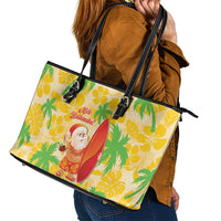 Aloha Hawaii Christmas Leather Tote Bag Mele Kalikimaka Funny Santa Palaka Quilt Motifs LT14 - Polynesian Pride