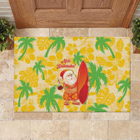 Aloha Hawaii Christmas Rubber Doormat Mele Kalikimaka Funny Santa Palaka Quilt Motifs LT14 Yellow - Polynesian Pride